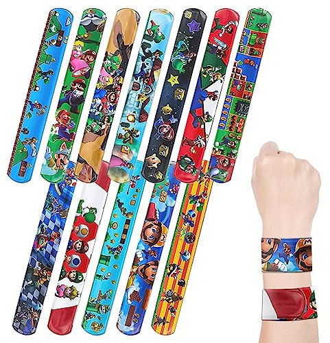 HUARYEN 12 Schnapparmband für Kinder,Jungen Snap Armbänder Angenehm Zu Tragen Kinder Slap Bands mit Karikatur Muster für Kinder Geburtstags Party Zubehör