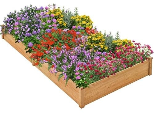Yaheetech Huerto Urbano Terraza Cama Elevada de Jardín Kit Jardineria Exterior de Madera para Jardín Patio Invernadero Terraza 234,5x120,5x25,2 cm