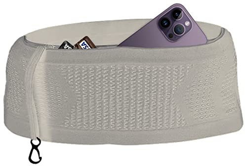 Multifunktional Laufgürtel Handytasche Sport, Atmungsaktiver verdeckter Hüftrucksack, Gürtel für Outdoor Sport, Geeignet für Radfahren, Walking, Fitnessstudio, Wanderungen (Grau, M)