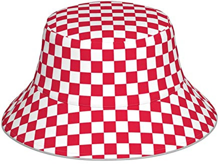 TOPUNY Farbige Rollschuhe Druck Doppelseitiger Fischerhut Sonnenhut mit reflektierenden Streifen, Rot, Weiß, 8