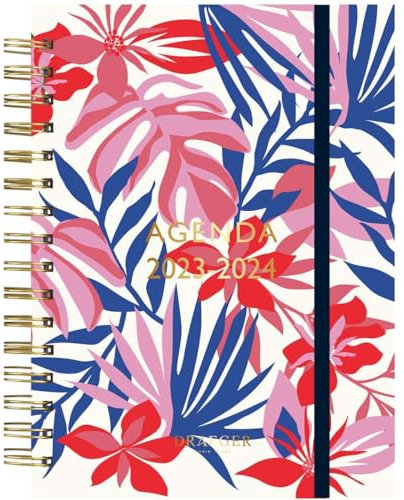 Draeger Paris Wochenkalender 2023-2024, 13 x 18 cm, September 2023 bis August 2024, rosa und rote Blätter