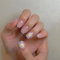 Agasar 24pcs Short Square False Nails French Blue Tip Glitter Pink Stick on Nails Daisy Flower Press Nails Removable Glue-on Nails Fake Nails Acrylic Full Cover Nails Women Girls Nail Art Accessories