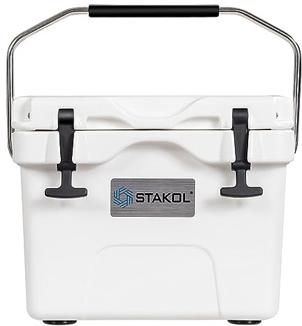 GOPLUS Glacière Rigide 15 L pour Aliments et Boissons, Glacière Isotherme avec Poignée, Bouchon de vidange et 2 Porte-Gobelets, Glacière Portable pour Camping, Pique-Nique, Pêche (Blanc)