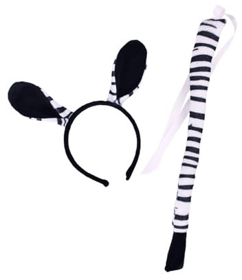 LOVIVER Zebra-Ohren und langer Schwanz-Haarreifen, leichtes Haar-Accessoire für Kinder, Cosplay-Requisiten, Tier-Stirnband für Performance, Abschlussball