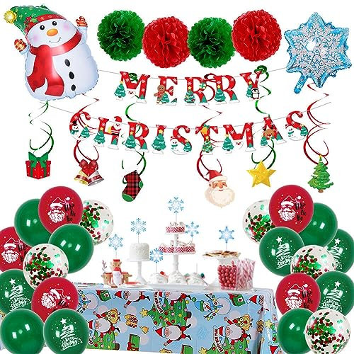 Weihnachten Luftballons Merry Christmas Ballons Rot Grün Weihnachtsballons Weihnachtsdeko Luftballons girlande Latex Weihnachts Ballons Merry Christmas Banner Weihnachtsfeier Party Deko