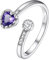 PROSILVER Damen Eternity Ring 925 Silber Offener Ring Herz Geburtsstein synthetischer Amethyst Zirkonia Trauring Verlobungsring Ehering Hochzeit Schmuck
