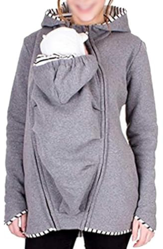 MZYZPPBD Cappuccio di maternità Comodo Multifunzione Cappuccio di maternità Canguro Felpe Cerniera Canguro Porta Bebè con Bambino Titolare Giunzione Staccabile Felpe del Portare,A,XXL