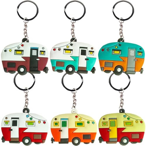 WIDEBG Porte-Clés Camping Car Pendentif Camper Porte Clé Caravane Keychain Enfant Car Porte-Clés de Voiture Accessoire de Pendentif Cadeaux Anniversaire Porte Clés 12 Pièces