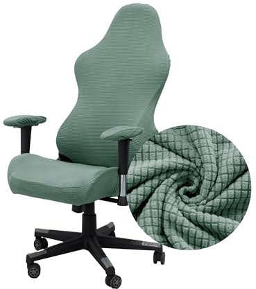 Highdi Housse de Chaise de Gaming, Jacquard Couleur Unie Extensible Housse de Protection Chaise Gaming Rotatif, pour Chaise de Bureau Gaming Ordinateur, Anti Griffe de Chat (Vert Matcha)