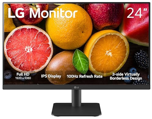 LG 24Ms500-B 24 Inch IPS Computer Monitor FHD (1920X1080) 100Hz 5Ms Reading Mode Edgeless Design On-Screen Control Stabilizer Black Crosshair Hdmi Black (WxHxHxP) 21.3 X 16.3