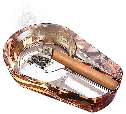 Aschenbecher aus Kristallglas Klassisch, für Zigarren, Zigaretten, für Büro, Zuhause, Schreibtisch, Dekoration, Goldfarben