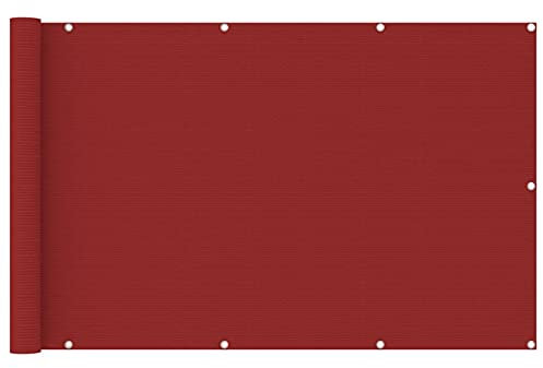 Mengtu Brise-vue rouge pour balcon - En polyéthylène haute densité - 120 x 600 cm - Protection contre le vent et le soleil - Pour l'extérieur