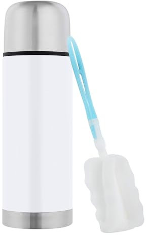 GRÄWE Thermosflasche 350 ml, Edelstahl Trinkflasche, Thermoskanne, Isolierflasche für unterwegs mit Becher, Auslaufsicher, Spülmaschinengeeignet, weiß