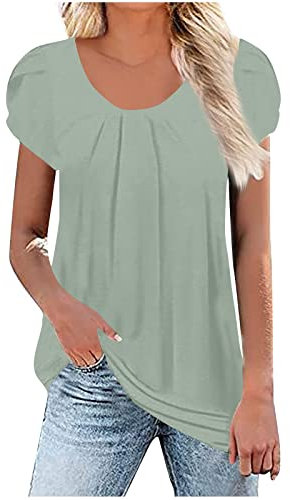 SCBFDI Tshirt Femme Coton Haut Femme Top Rose Tunique Femme Lin T-Shirt Femme Grande Taille 2024 T Shirt Blanc Femme Col V Top Vert Chemisier Femme T-Shirt Femme Coton Chemise Militaire Vert XL