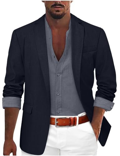 Sakko Herren Sportlich Slim Fit Modern Blazer Sommer Sakko Herren Leicht Regular Fit Männer Frühling Herbst Sweatsakko Anzugjacke für Business Hochzeit Party