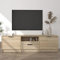 Homgoday Meuble TV chêne Sonoma 140 x 35 x 40 cm en bois multicouche, meuble TV meuble bas pour TV Table de salon, support TV pour intérieur salon