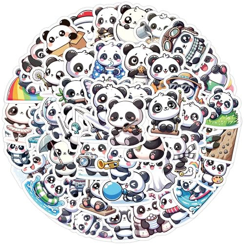 50 Stück Panda Aufkleber für Kühlschrank,Laptop,Auto,Motorrad,Fahrrad,Gitarre,Gepäck,Stoßstange, Niedliche Tierische Vinyl Aufkleber,Geschenk für Kinder Mädchen Erwachsene,Cartoon Aufkleber Set