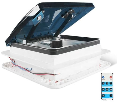 Campervan Roof Vent Fan,12V Camper Van Fan with LED light,14in RV Caravan Motorhome Camper Roof Ventilation Fan Vent Exhaust, for Motorhome Camper Van Trailer Bathroom(With light,11inch)