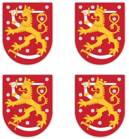 Aufkleber: 100 mm, 4 Stück - Wappen - Finnland - FI - für Auto, Laptop und mehr