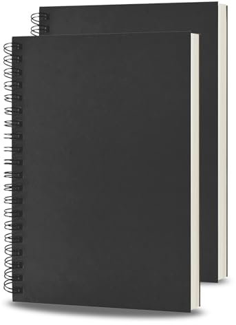 Yolistar 2-teiliges Set Notizheft,Spiralbuch/Notizheft mit Doppelspirale,Kraft-Abdeckung Schreiben Notizblock,21×28.5cm A4 Notizblock,76 Seiten/38 Blatt,für Schule,Memos,Meetings,Malen