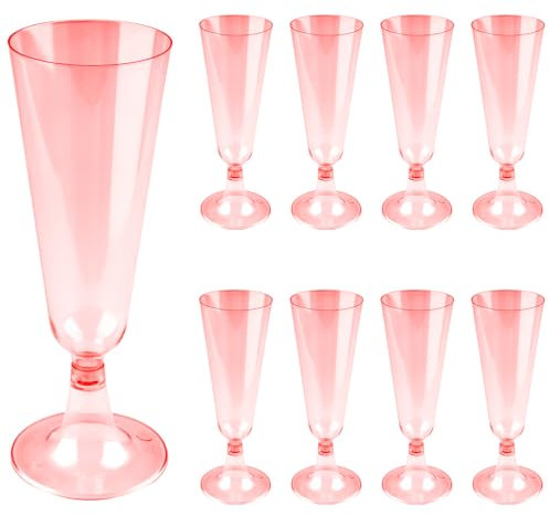 Thyonta 20PCS Party Pink Champagne Glasses Plastic Cocktail Wine Party Highball Glasses Suitable for Parties Family Festivals Dinners