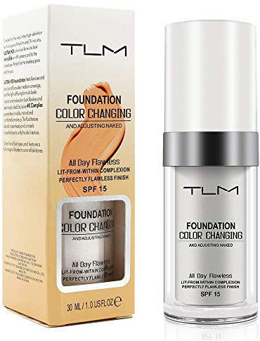 Farbwechselnde Foundation, Einwandfrei Concealer Foundation Make Up, Feuchtigkeitsspendende Flüssige Make up Cream für Ganzen Tag, makellose Farbwechsel-Grundierung, leicht, langlebig (1PC)
