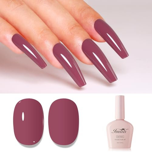 Imtiti Red Gel Nail Polish, Red Brown Gel Polish High Gloss Soak Off UV LED Nail Gel Polish Red Bean Autumn Winter Gel Polish Nail Art Manicure Salon Design Gel Nail Set 10ML