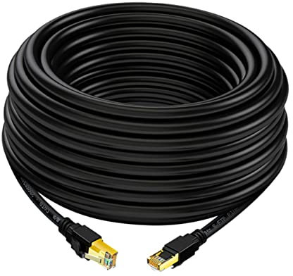 BELLIFFY Cable De Red Cat8 De Cobre Engrosado 26 Awg Lan Doble Blindaje Ethernet Para Routers Y Juegos Color Negro.