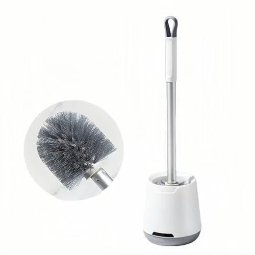 YIAGUN Silicone Toilet Brushes & Holders, Deep Cleaner, Toilet Brush with Quick Drying Holder Set for Bathroom-White