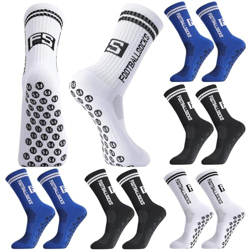 Apricitie 6Paar Fussball Socken Fußballsocken 31-34 35-39 39-45 Grip Socks | Anti Rutsch Grip Socks Jungen Fußball Socken Rutschfeste Sportsocken für Kinder Fussball Basketball Laufen Training Soccer