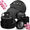 Moritz & Moritz NORDIC Geschirrset 6 Personen - 24-teiliges Steingut Geschirr Set in Schwarz - Skandinavisches Design - Robustes Teller Set 6 Personen für Alltag & Gäste - Kombiservice Geschirrsets
