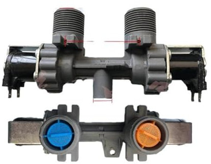 Lavadora automática de tambor LG, 5221EN2001F, válvula de entrada de agua, solenoide y control de agua fría y caliente.