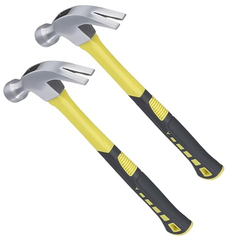 SOUJAP 2 PCS 16oz Claw Hammer, 0.5kg Carbon Steel Pin Nail Hammer for for Carpenters Electricians Home Repair