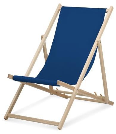 druck.de Liegestuhl - einfarbig dunkelblau - klappbar - aus Buchenholz | Liegestuhl, Buchenholz, 3fach verstellbar, bis 95kg belastbar, Dunkelblau