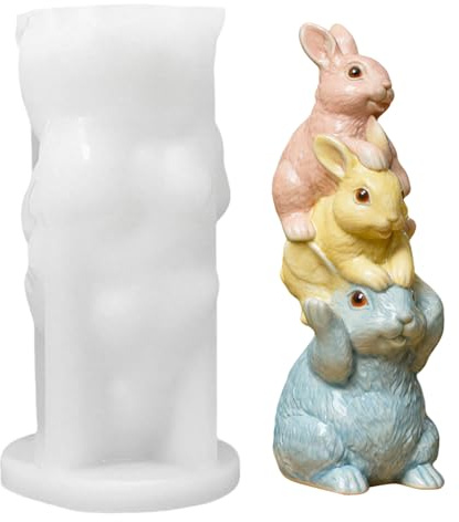 Silikonformen Gießformen Ostern, 3D Osterhase Kerzen Silikonform Ostern Hase Gips Zum Gießen Gießformen Silikon Frühling Gießform Hase Kerzen Formen Giessformen Silikon Gießform Ostern Kaninchen (D)