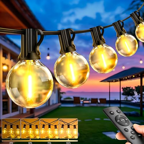 FGRYB Lichterkette Outdoor Außen LED Strom - 30M Aussen Lichterketten | Aussen Beleuchtung,Fernbedienung,Wetterfest,Dimmbar,String Lights mit Fernbedienung für Garten Balkon Pavillon Party