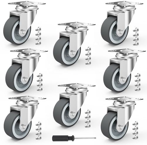 YAOBLUESEA 8 Stück Ø 50mm Möbelrollen Transportrollen Lenkrollen Schwerlastrollen Industrierollen mit Platte Rollen für möbel, 40kg pro Rolle
