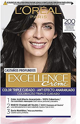 L'Oreal Paris Excellence Castaños Profundos Tinte Permanente Tono 200 Moreno Profundo