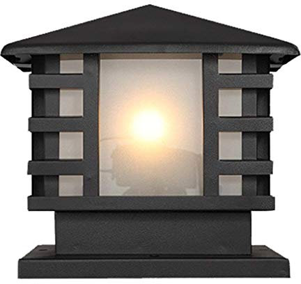 Außenleuchte Outdoor Pillar Scheinwerfer Wegeleuchte Retro Schwarz Aluminium Cover Mit Glasschirm E27 Sockelleuchte Garten Villa Waterproof Außenpfosten Laterne IP54