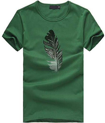 wodceeke Damen Loose Short Sleeve Leaf Print T-Shirt Graphic Casual Tops Bluse
