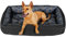 SuperKissen24. Hundebett Hundekorb Hundesofa Tierbett für Kleine, Mittlere und Grosse Hunde - Waschbar - Größe L - Schwarz und Grau - Pfoten
