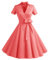Timormode Robe Années 50's Audrey Hepburn Rockabilly Swing,Plissé Robe à Manches Courtes 10084Coral 2XL