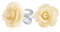 Boucles D'Oreilles Clous Florales Délicates Romantiques 3D Rose Sculptée Jaune Pâle Pour Femmes Pour Adolescentes Mère Tige Plaquée Argent
