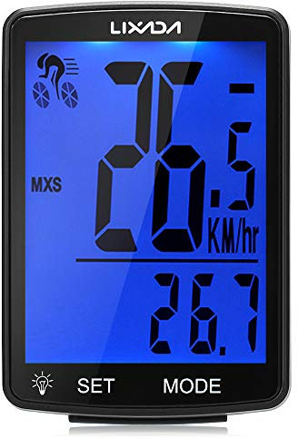 Lixada Fahrradcomputer Drahtloser multifunktionaler LCD-Bildschirm Fahrrad Regendichter Tachometer Kilometerzähler 2,8 Zoll Wasserdicht mit Temperatur, Stoppuhr, Kalorienverbrauch