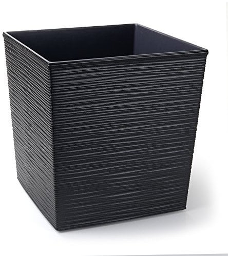 HappyFlower MultiProject Quadrat Blumentopf Meißel-Optik Pflanzkübel aus Kunststoff inkl. Einsatz, 4 Größen, 5 Farben (25 cm x 25 cm/Höhe 26 cm, Graphit (Anthrazit))
