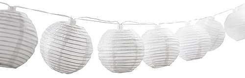 Dehner Solar Lichterkette Lampion, Länge 240 cm, Nylon/Kunststoff, weiß