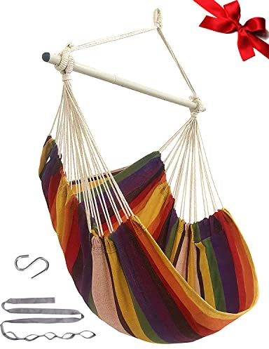 MIZTLI Hammock Chair Swing Indoor Hammock for Bedroom - Max 500 Lbs－Steel Spreader Bar with Anti-Slip Rings-Indoor&Outdoor