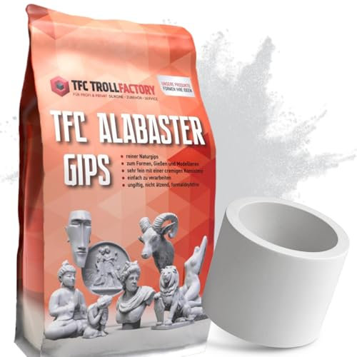 TFC Alabaster Gips, natur weiß 3x1kg I Gießmasse für Silikonformen, zum Bemalen und Modellieren, Handabdruck, Babybauch I sehr fein