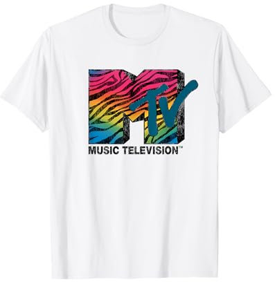 MTV Rainbow Zebra Stripe Logo T-Shirt