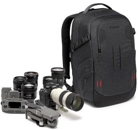 Manfrotto PRO Light Backloader M, Zaino Professionale per Fotocamere, Accesso Superiore e Posteriore, Doppio Attacco per Treppiede, Imbottito con Divisori Intercambiabili, Nero